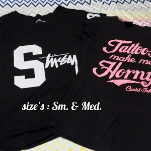 Stussy and cartel ink tops